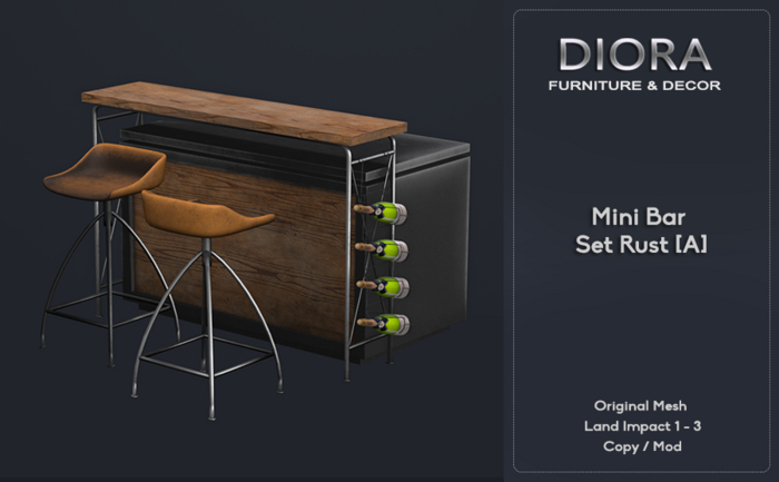 Second Life Marketplace - DIORA MiniBar set Rust [A]